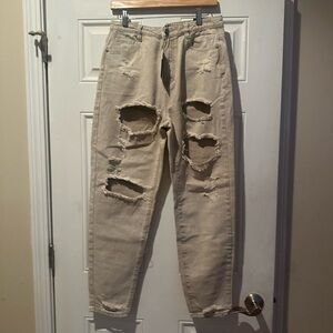 Missguided High Rise Distressed Mom Jeans-New!